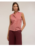 Pleated voile shirt with mandarin collar image number 0