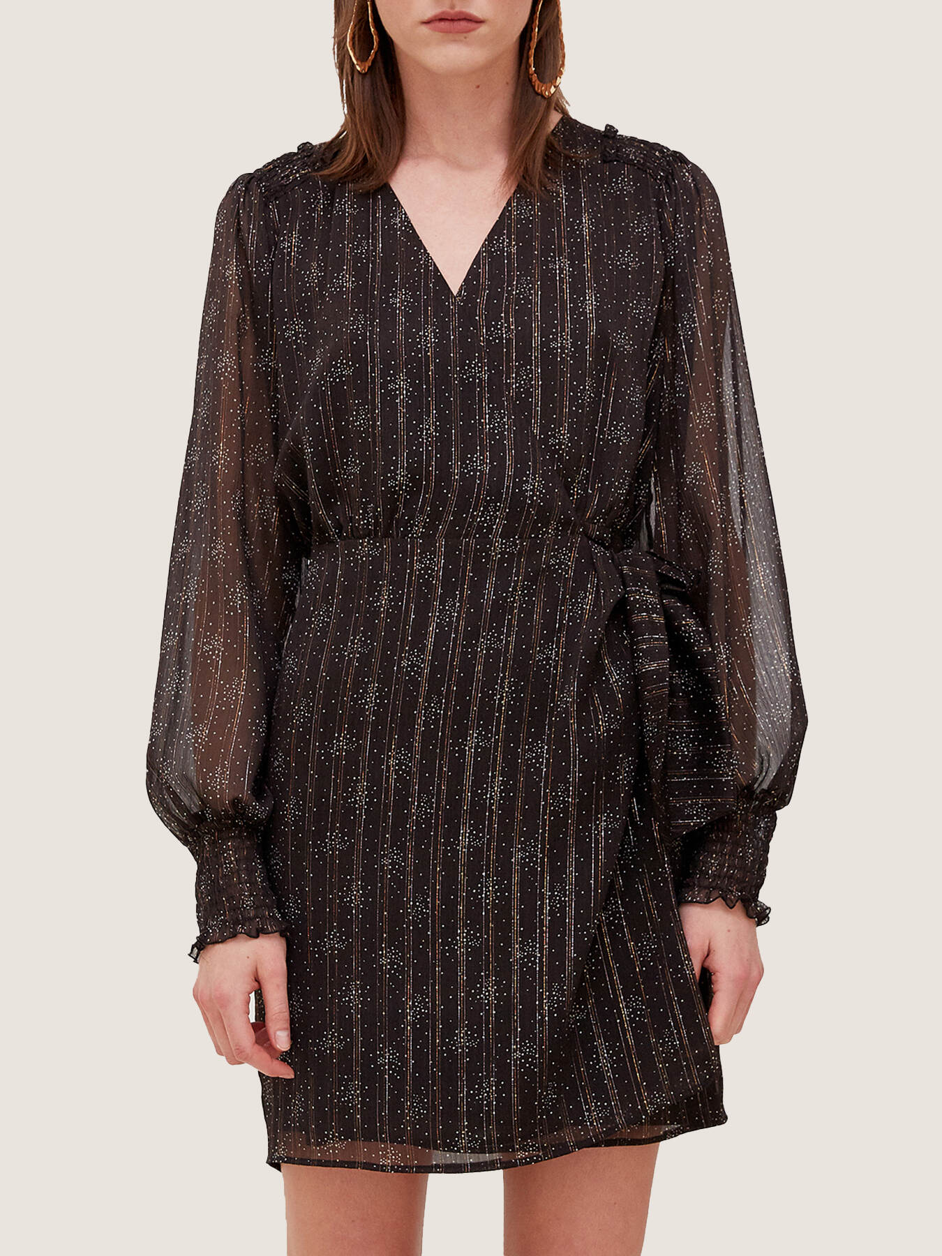 Robe courte en portefeuille avec micro-impression image number 1