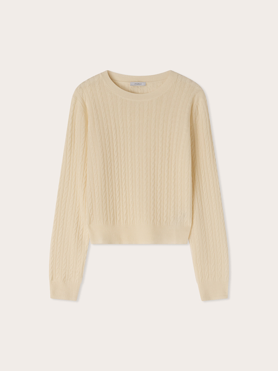 Pullover a trecce in lana