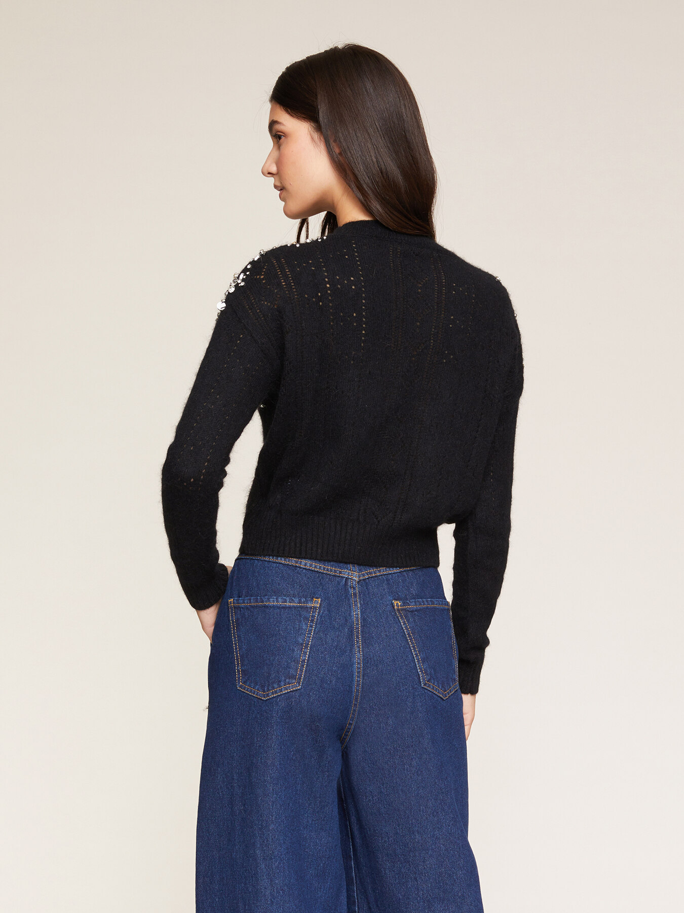 Maglia misto angora con pietre image number 1