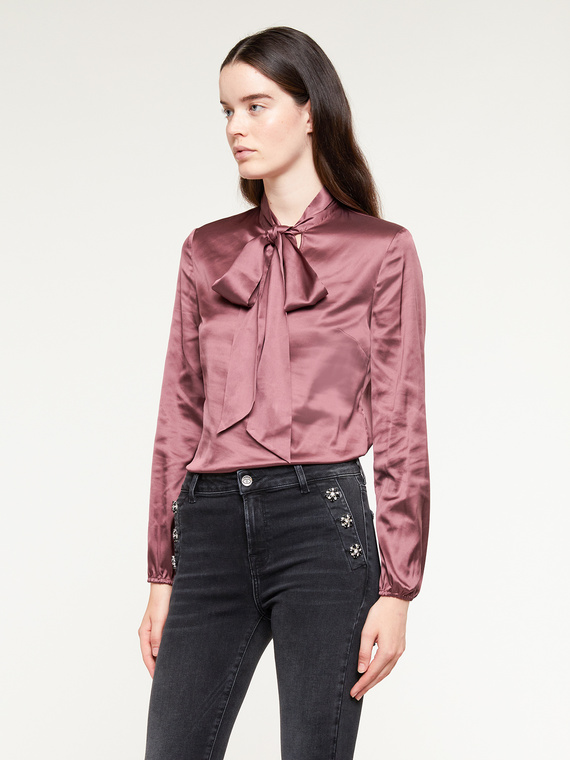 Satin blouse with bow