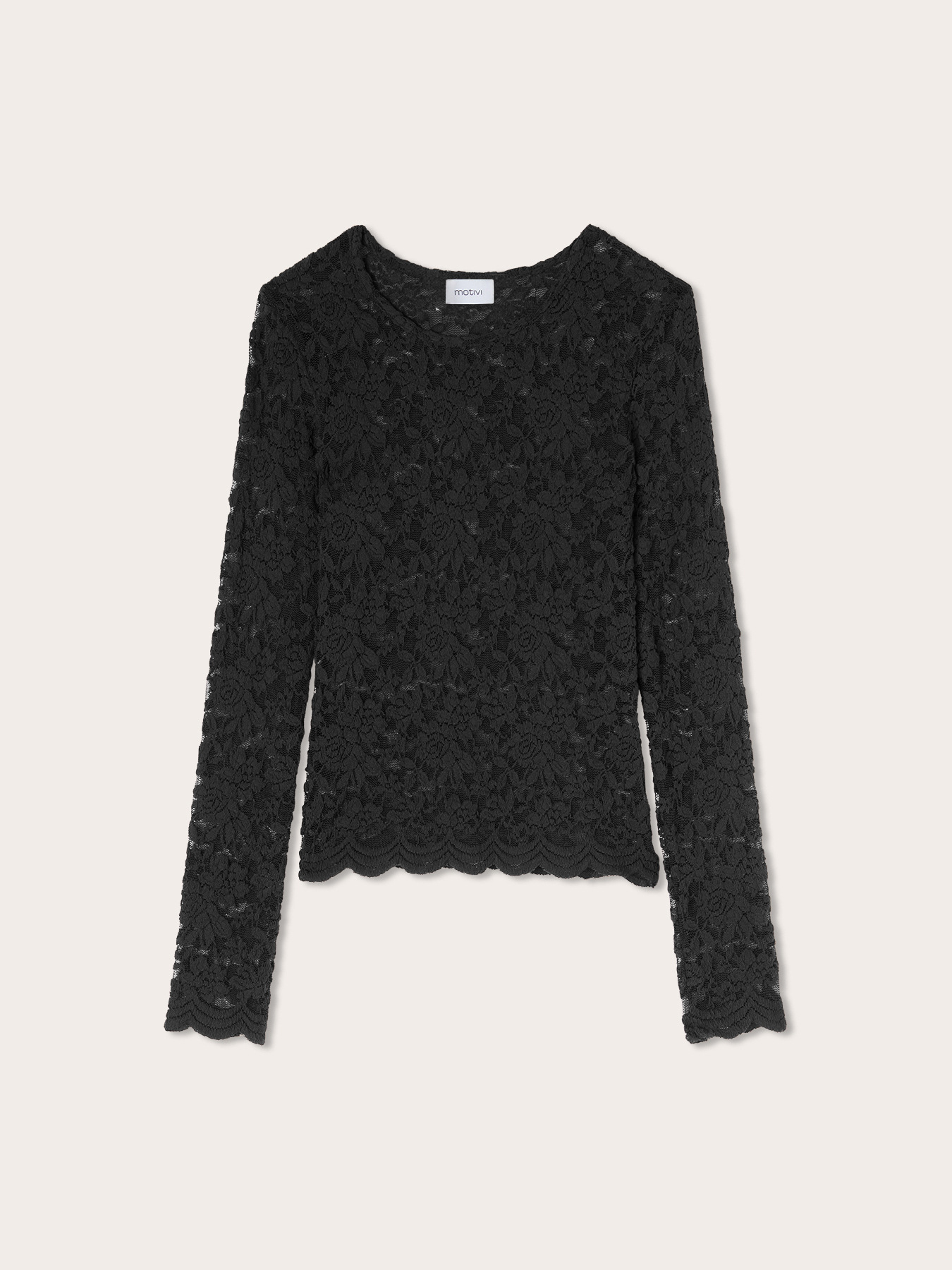 Floral lace T-shirt with scalloped hem image number 4