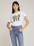 T-shirt cropped in cotone con scritta image number 0