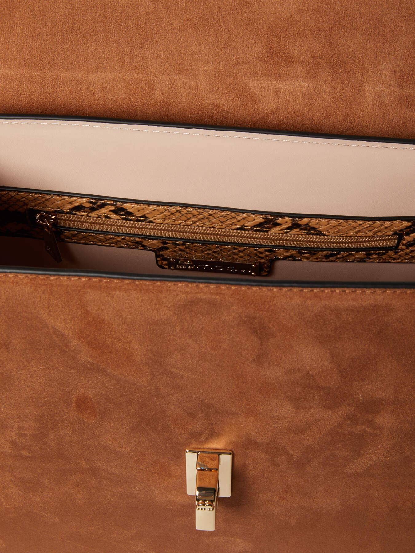 Faux suede rucksack with snakeskin print image number 4