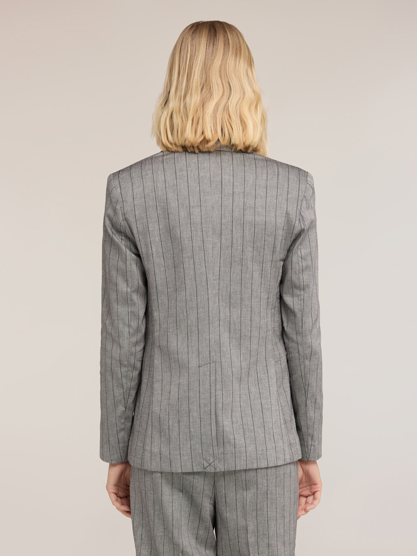Double-breasted pinstripe blazer in linen blend image number 1