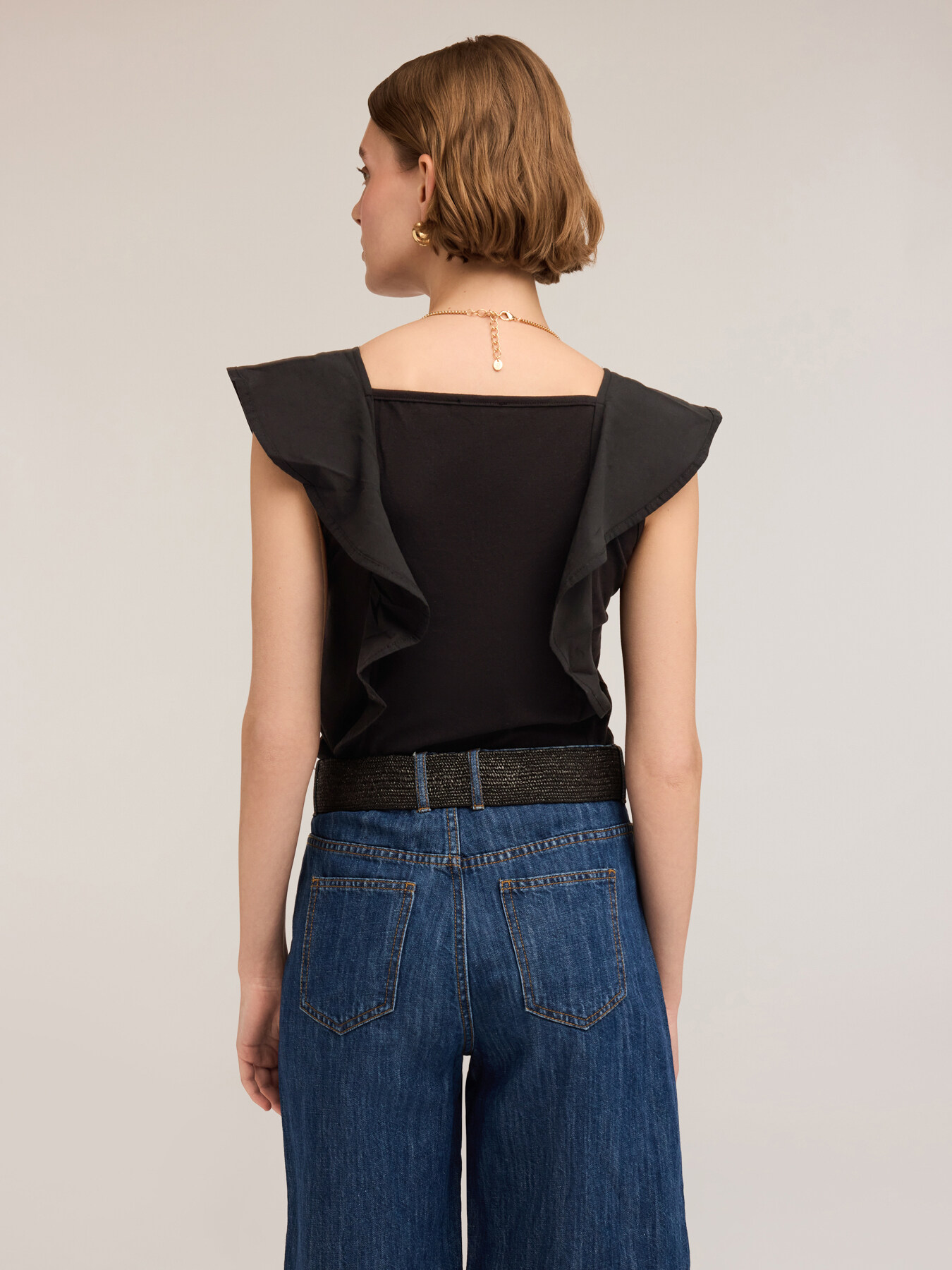 Jersey top with flounce image number 1