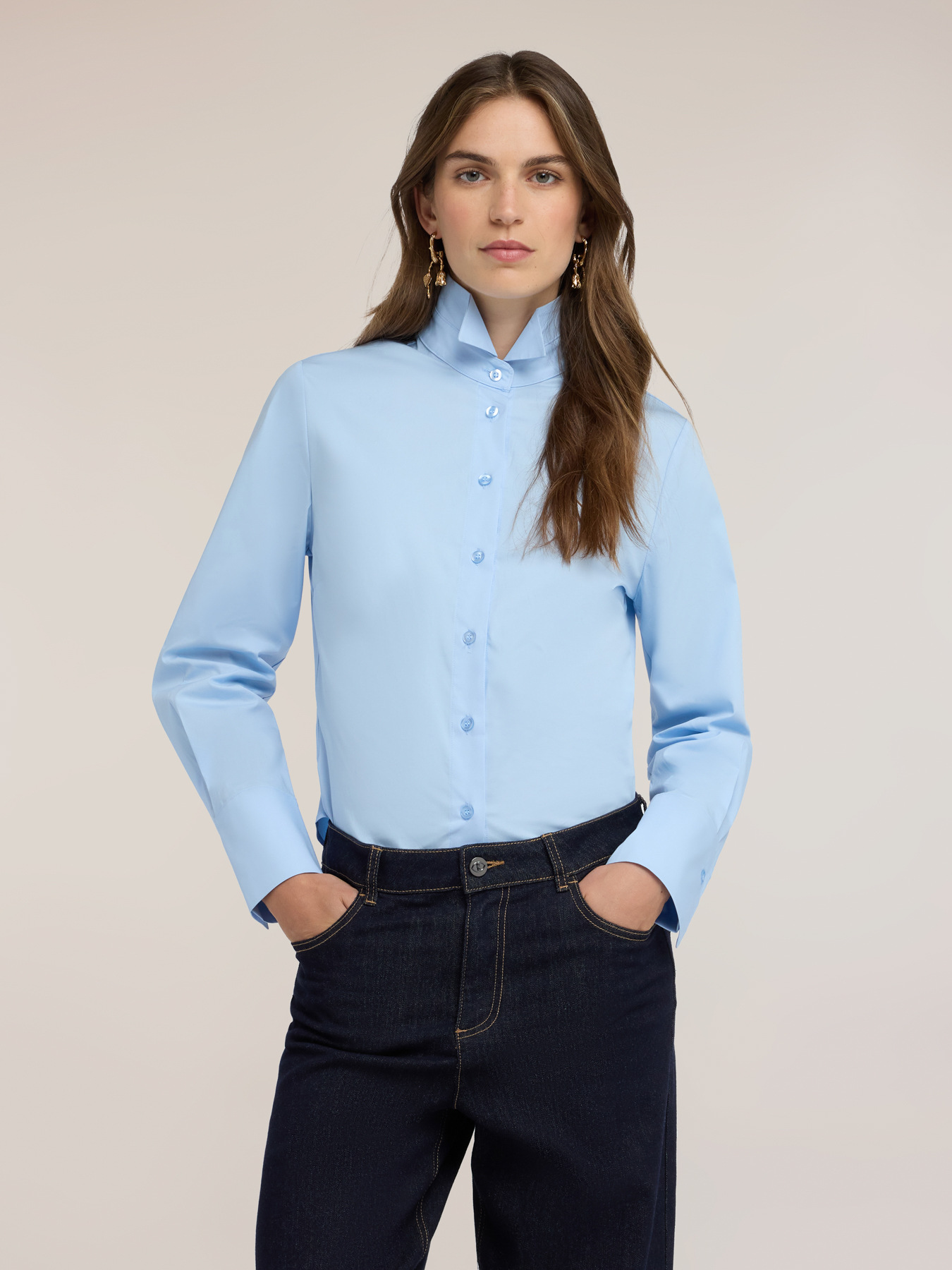 Camicia in popeline con colletto a punta image number 0