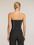 Haut corset en toile m&eacute;lange laine avec empi&egrave;cements image number 1