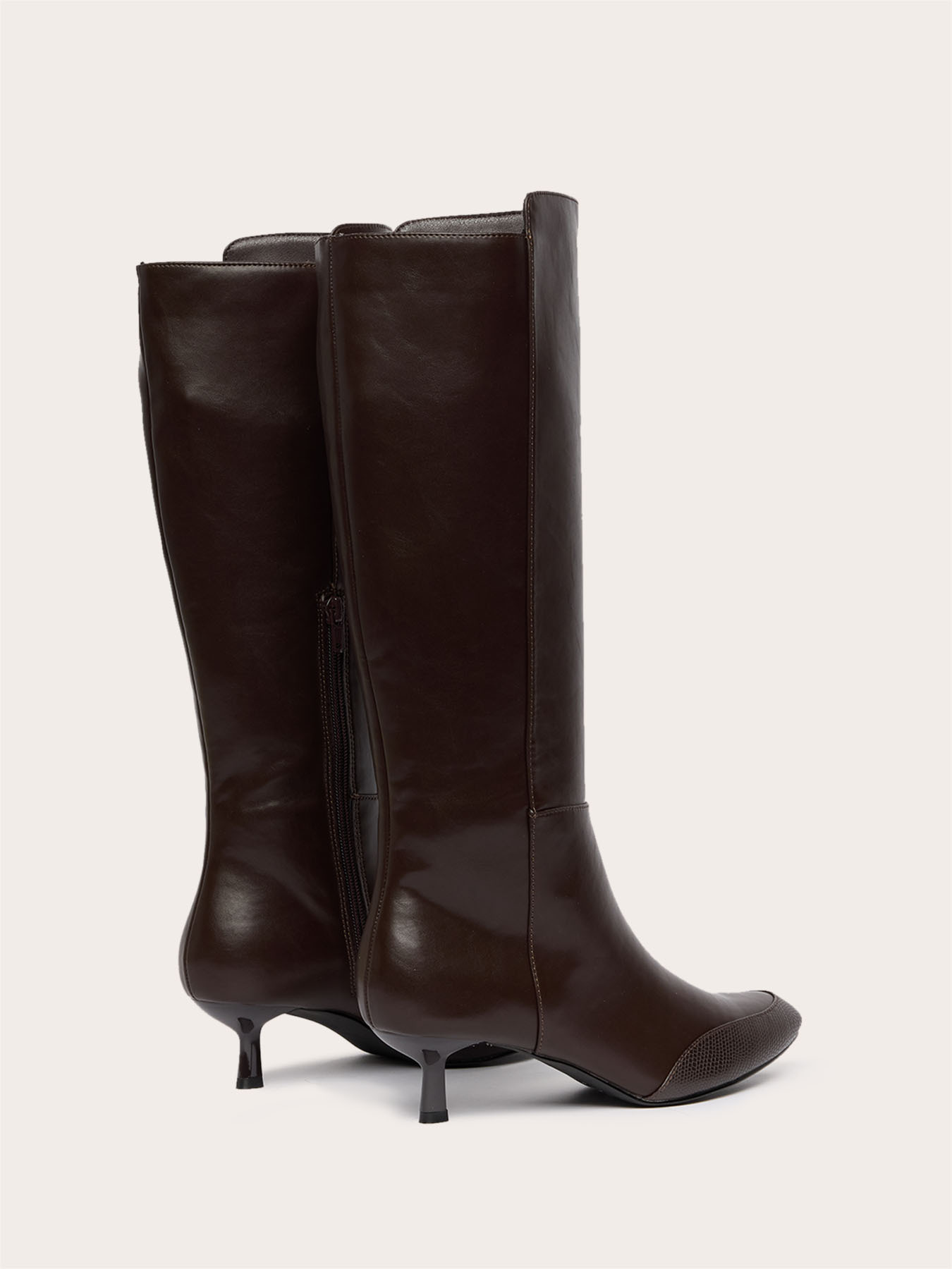 Bottes en tissu enduit avec bout en l&eacute;zard image number 3