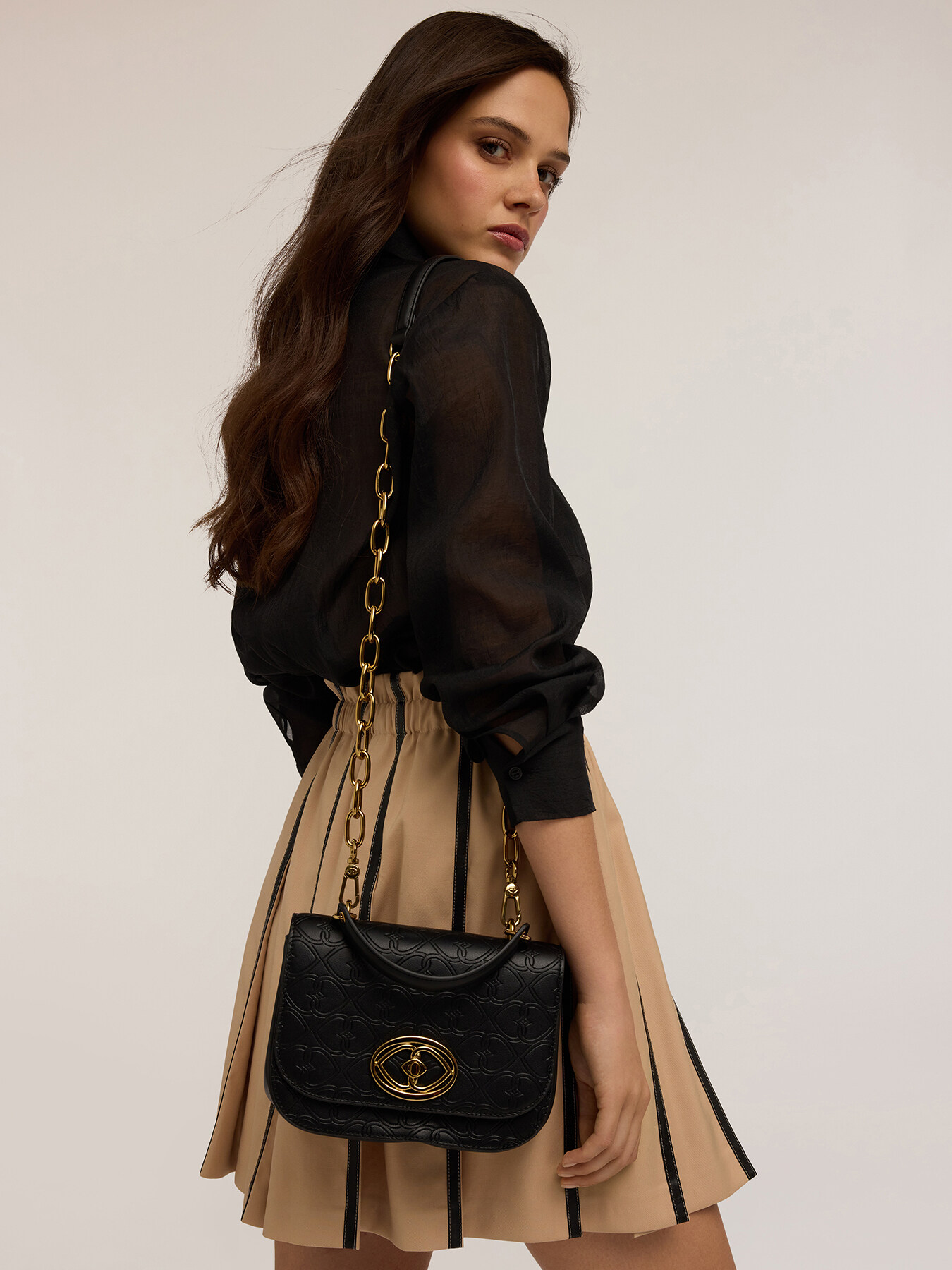 Shoulder bag in tessuto spalmato con stampa incisa image number 0