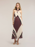 Robe longue en georgette pliss&eacute;e avec imprim&eacute; image number 3