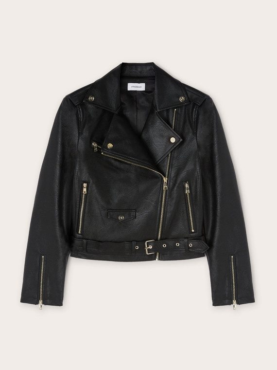 Leather-effect biker jacket