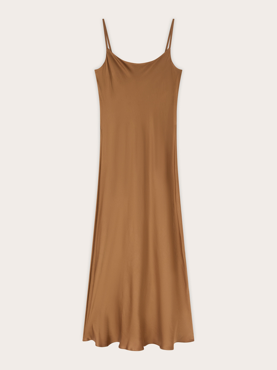 Vestito lungo in raso con spalline sottili