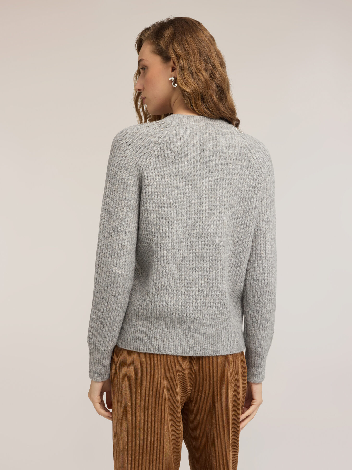 Ribbed wool-blend sweater with stones image number 1