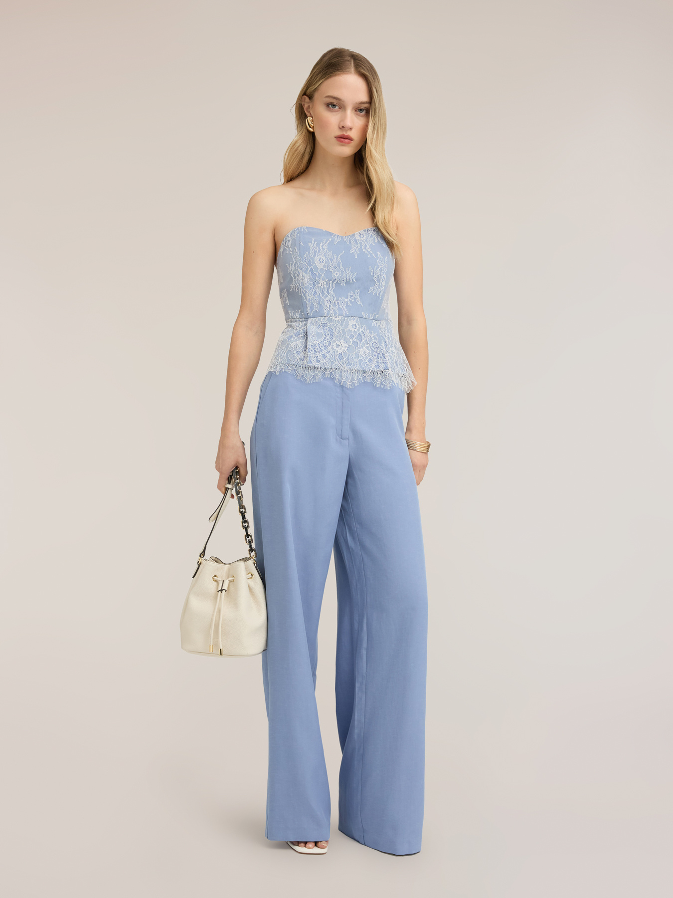 Wide-leg trousers in linen blend image number 3