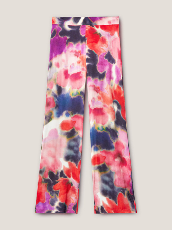 Pantaloni largi fluizi cu imprimeu floral