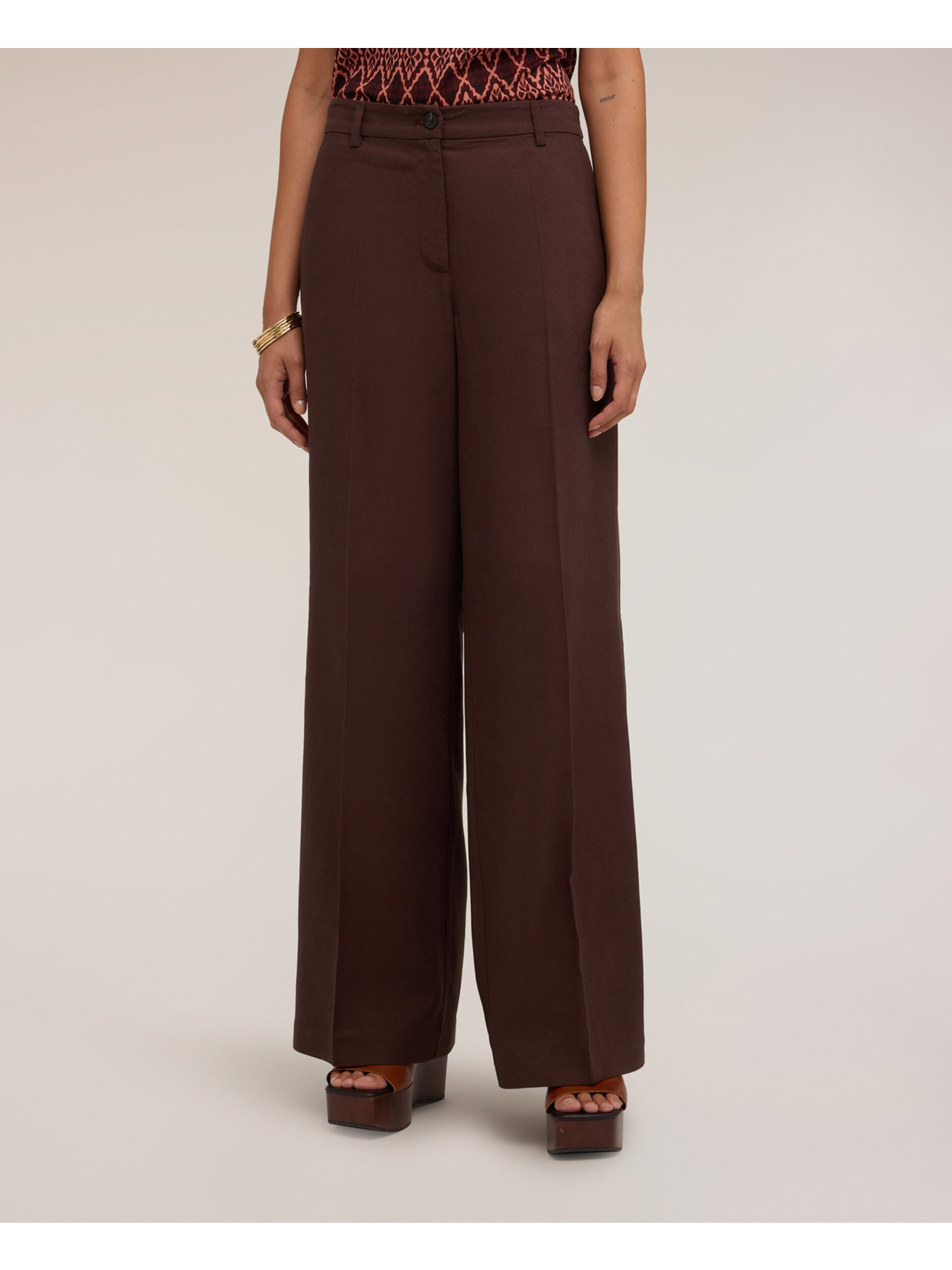 Palazzo-Hose mit B&uuml;gelfalte aus Leinenmischung image number 2