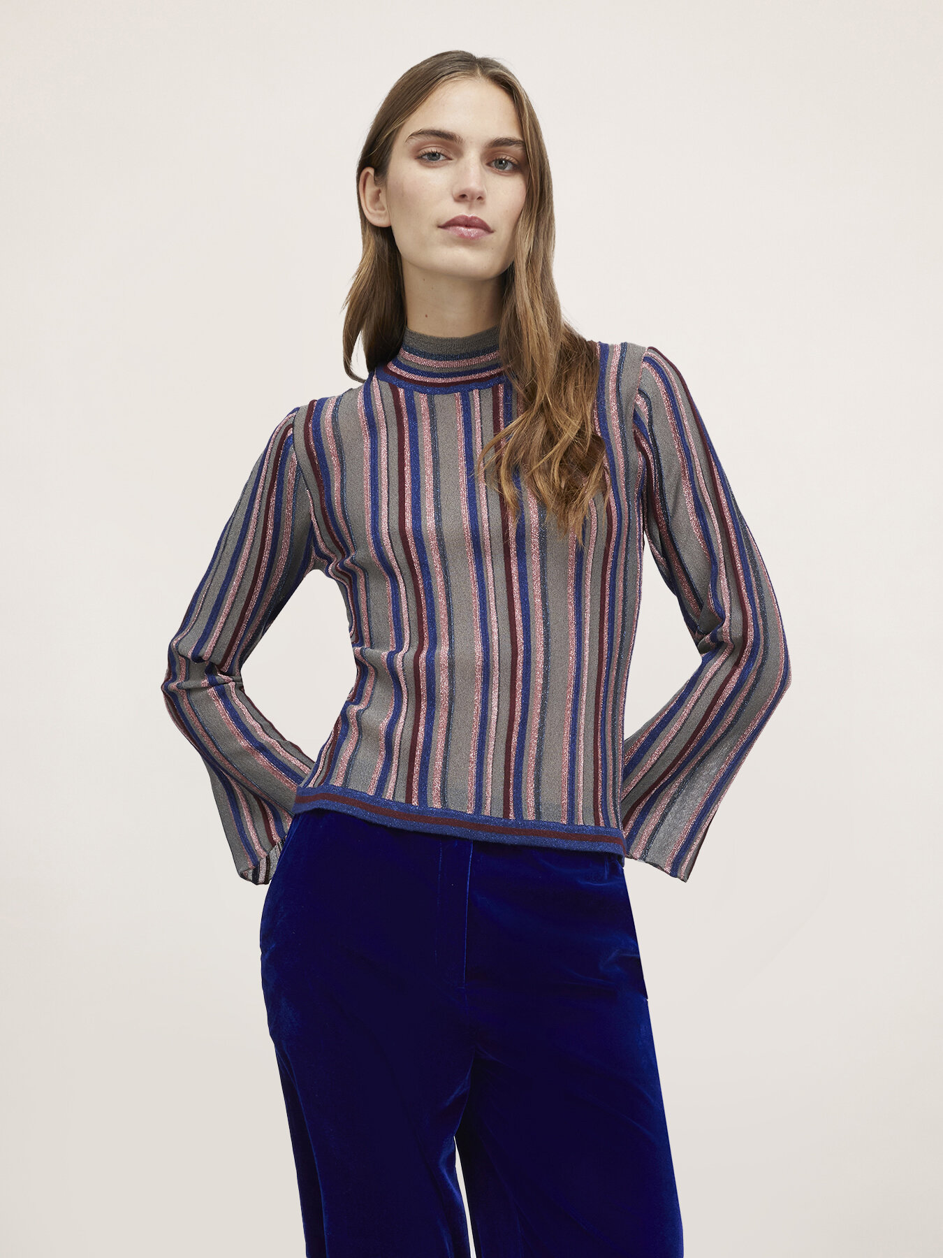 Pull lurex avec manches cloche image number 0