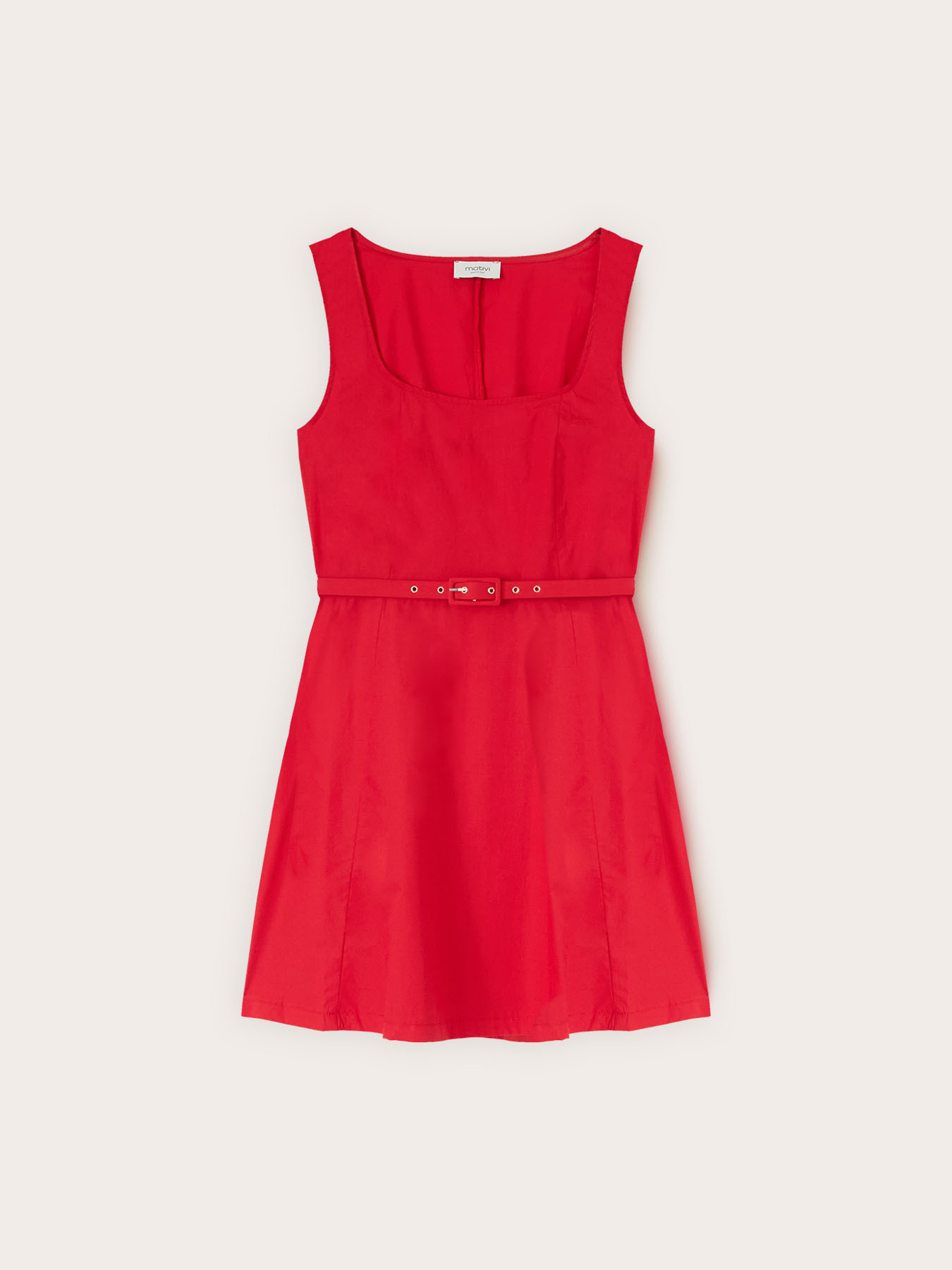Short cotton dress with belt image number 4