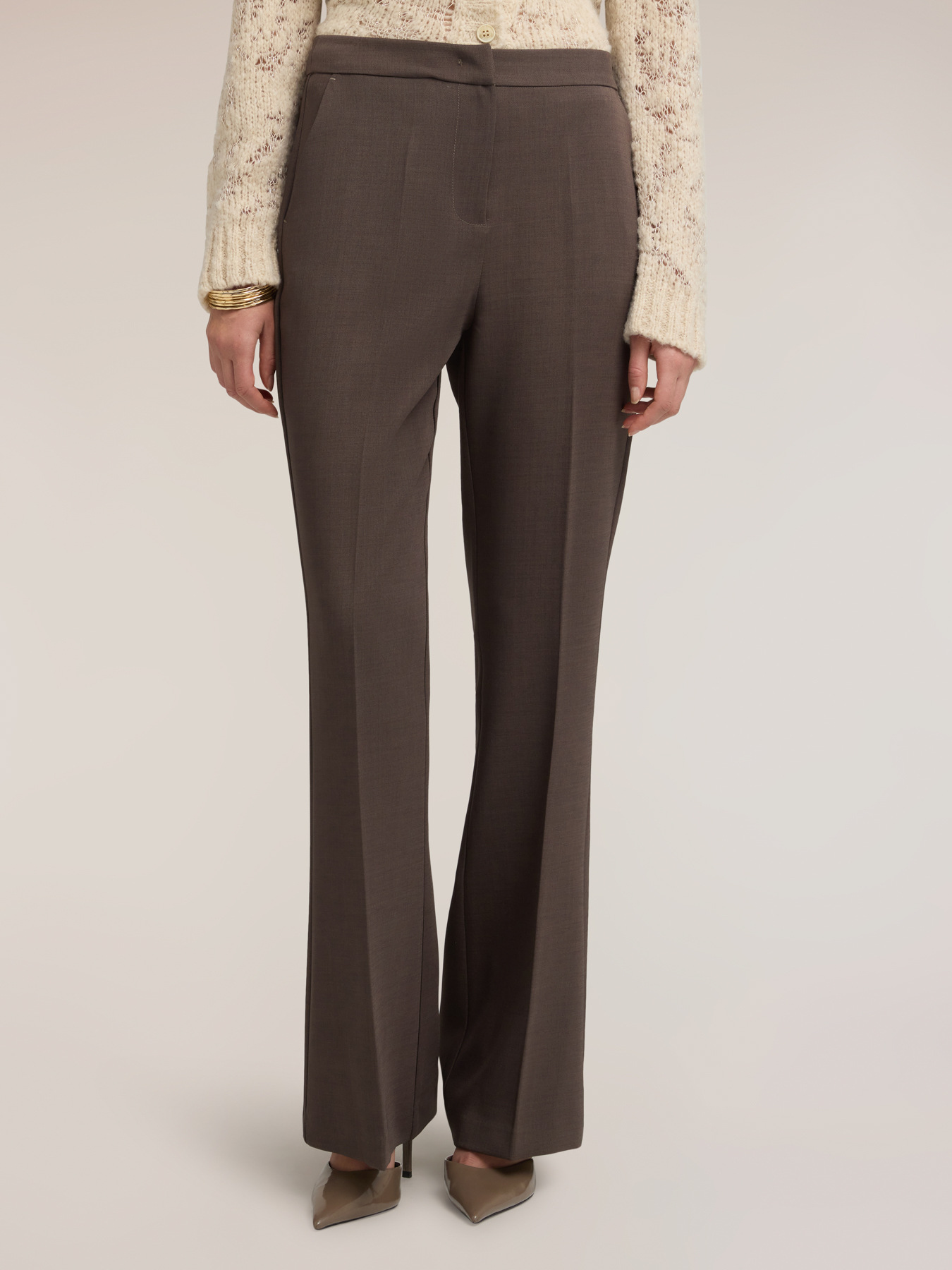 Flare pants with pressed crease image number 2