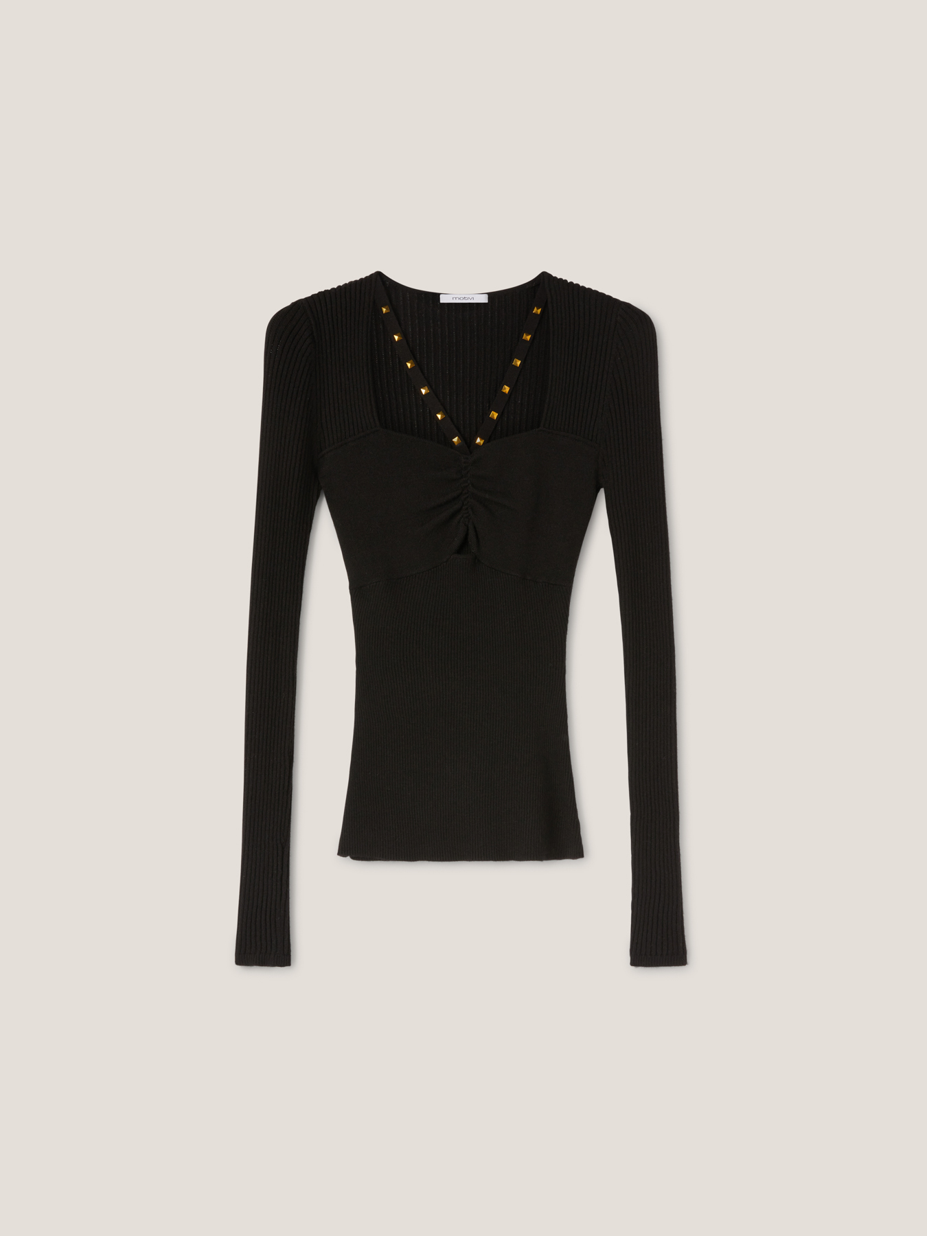 Ribbed sweater with strings image number 4