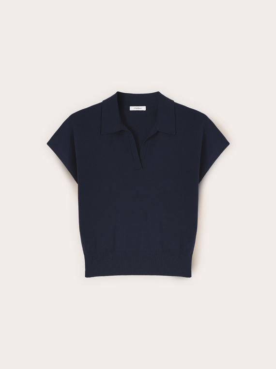 Polo en tricot m&eacute;lang&eacute; viscose