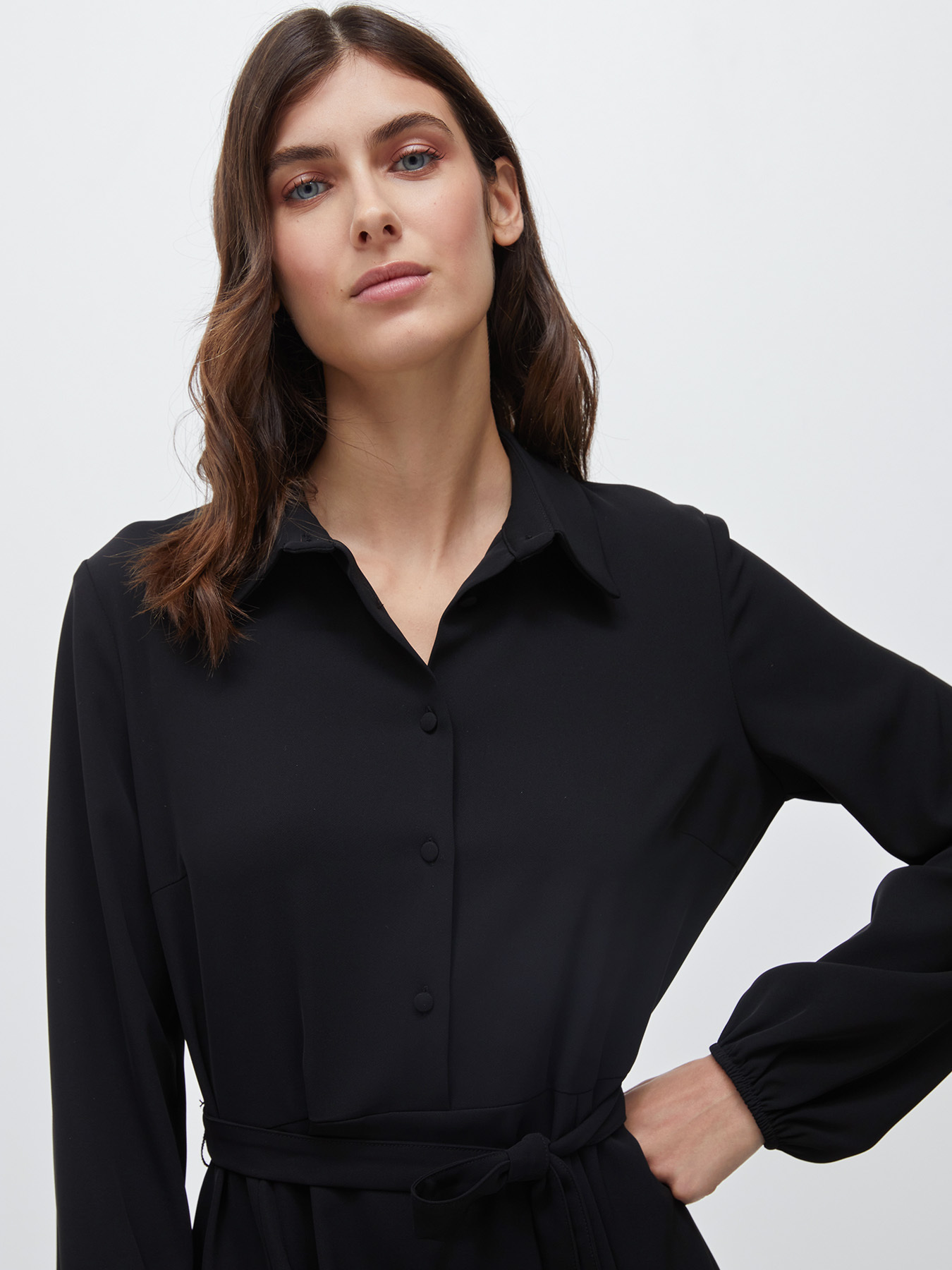 Vestito chemisier con fusciacca image number 0