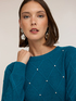 Pull en tricot &agrave; motif losanges avec pierres crystal image number 3