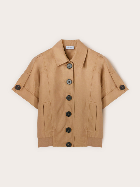 Kurzarmjacke aus Leinenmischung