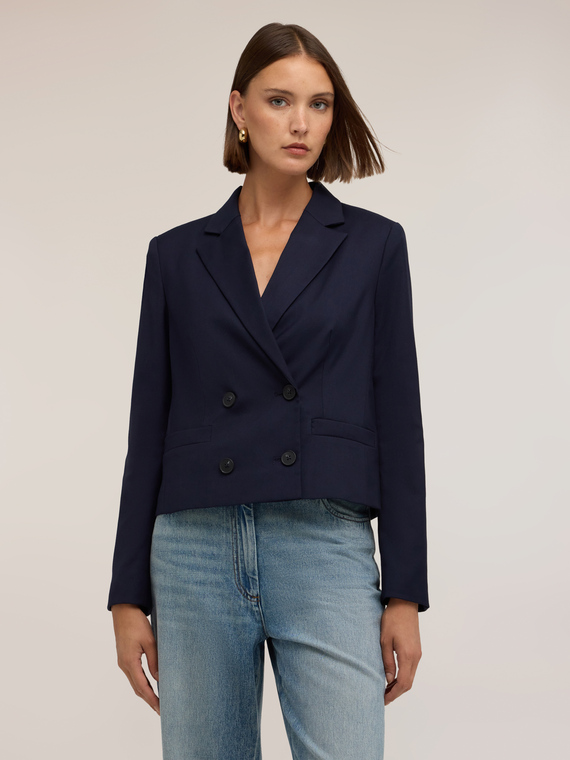 Double-breasted short jacket in cady