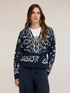 Mixed wool cardigan with jacquard print image number 0