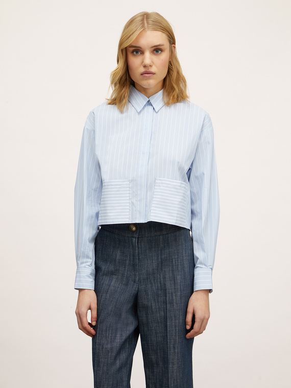 Short striped shirt with pockets