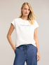 Tricou cu inscripție și broderie cu pietre image number 0