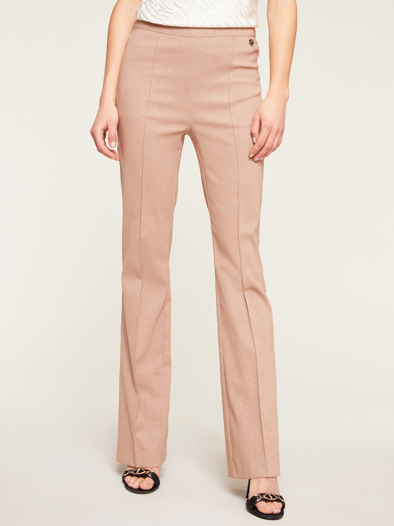Fitted lurex trousers with flare cut
