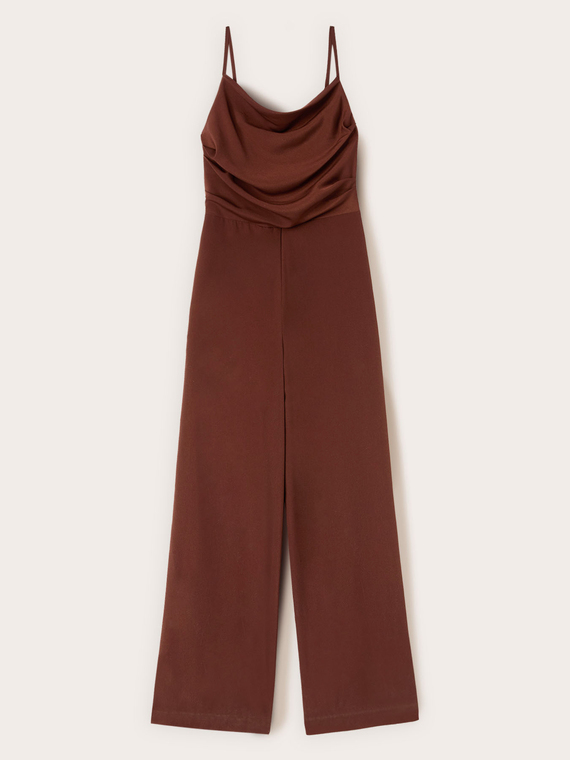 Long draped cr&ecirc;pe de chine jumpsuit