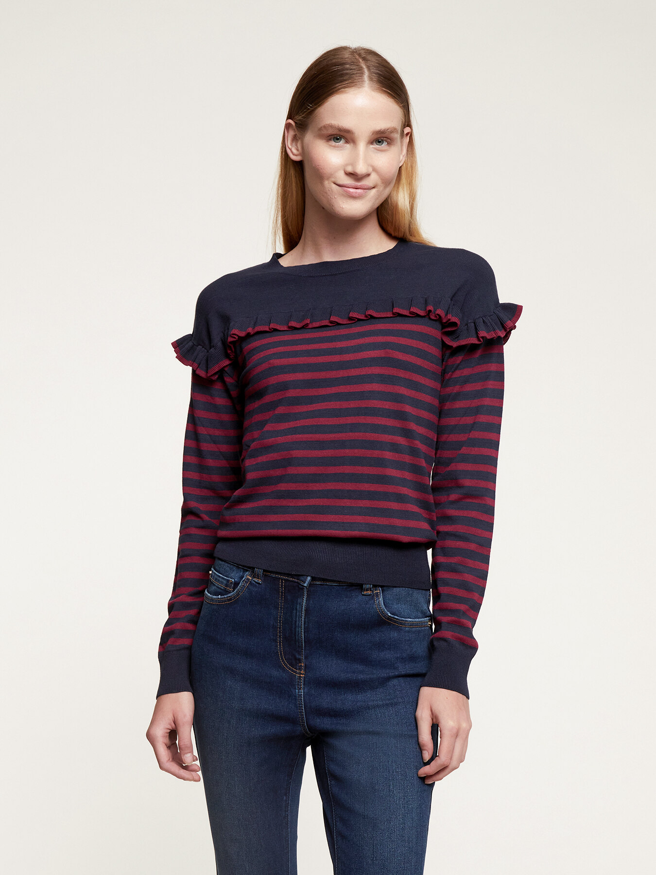 Striped sweater with yoke feature image number 0