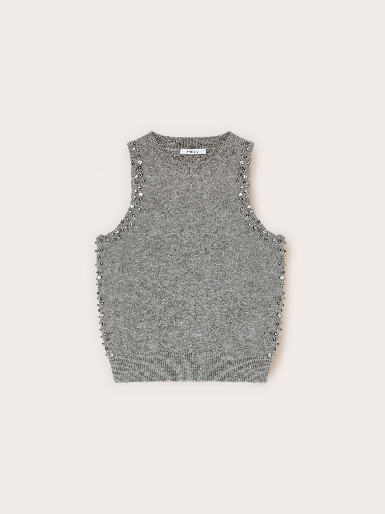 Sleeveless sweater in wool blend with stones image number 4