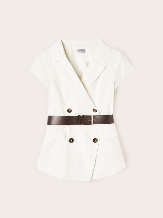 Double-breasted short-sleeve blazer