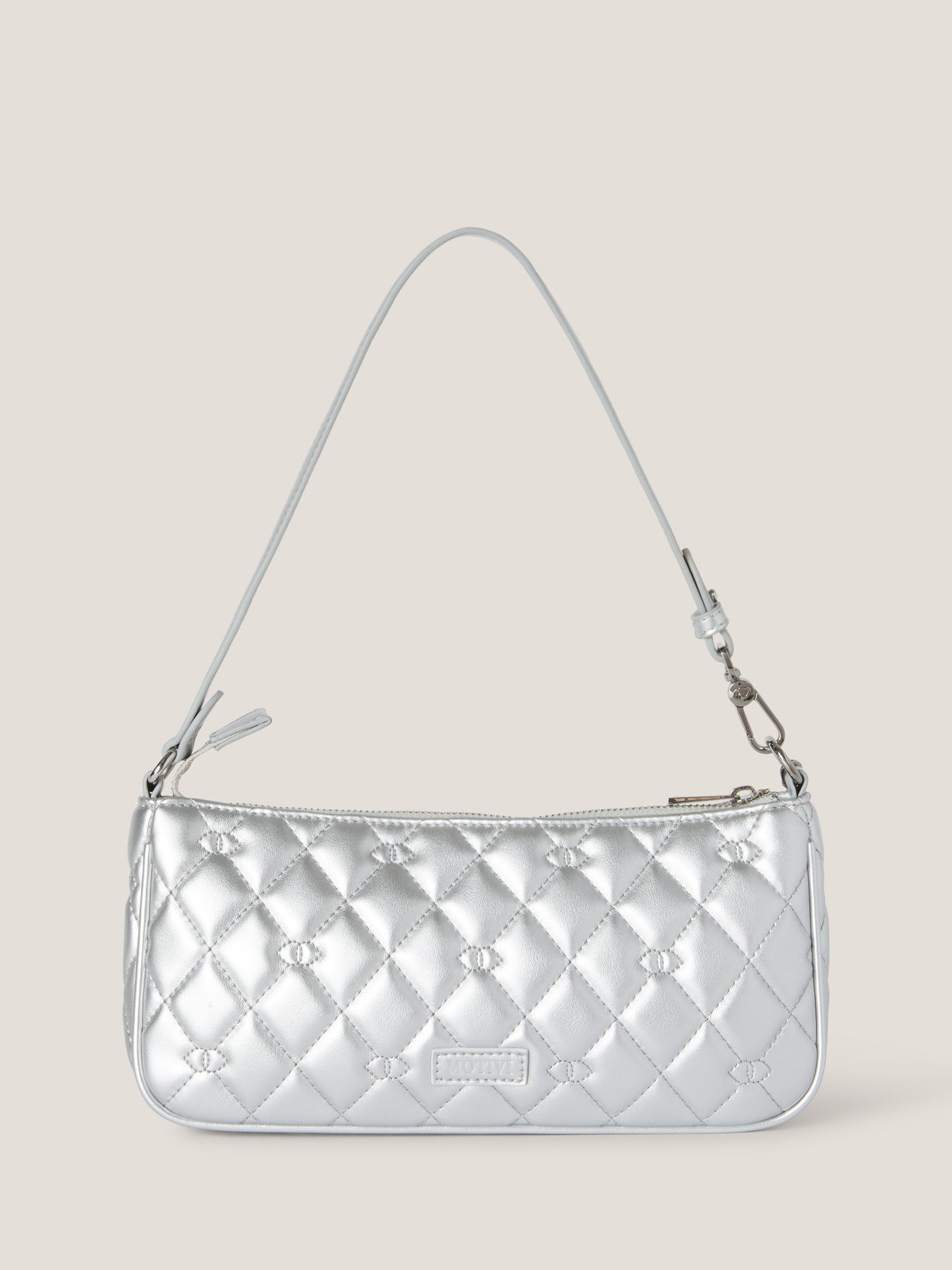 Gesteppte flache Baguettetasche aus Lederimitat image number 1