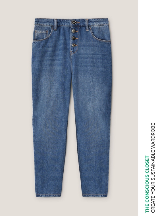 Boyfit-Jeans mit Schmuckknöpfen