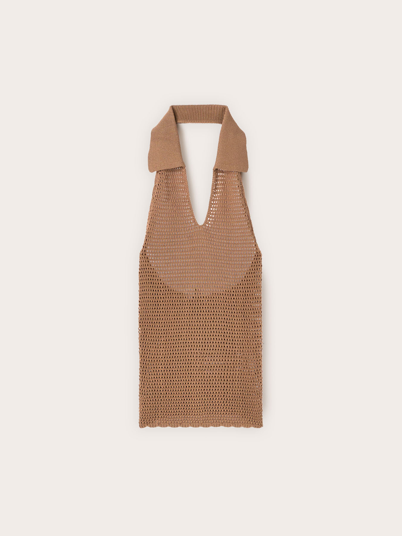 Stricktop mit Lochmuster und Kragen image number 4