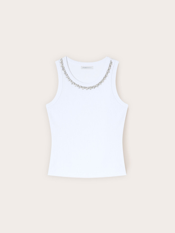 Top with rhinestones on the neckline
