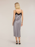 Long satin dress with tulle trim image number 1