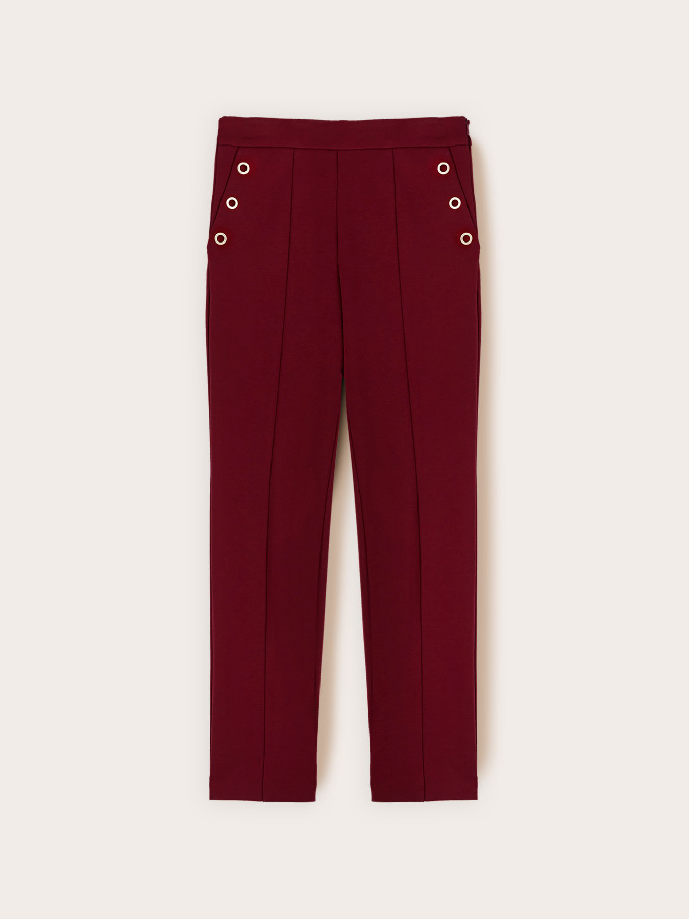 Regular pants with eyelet pattern image number 4