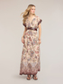 Langes Flare-Kleid aus Satin mit Print image number 3