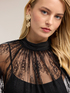Lace blouse with draped collar image number 3