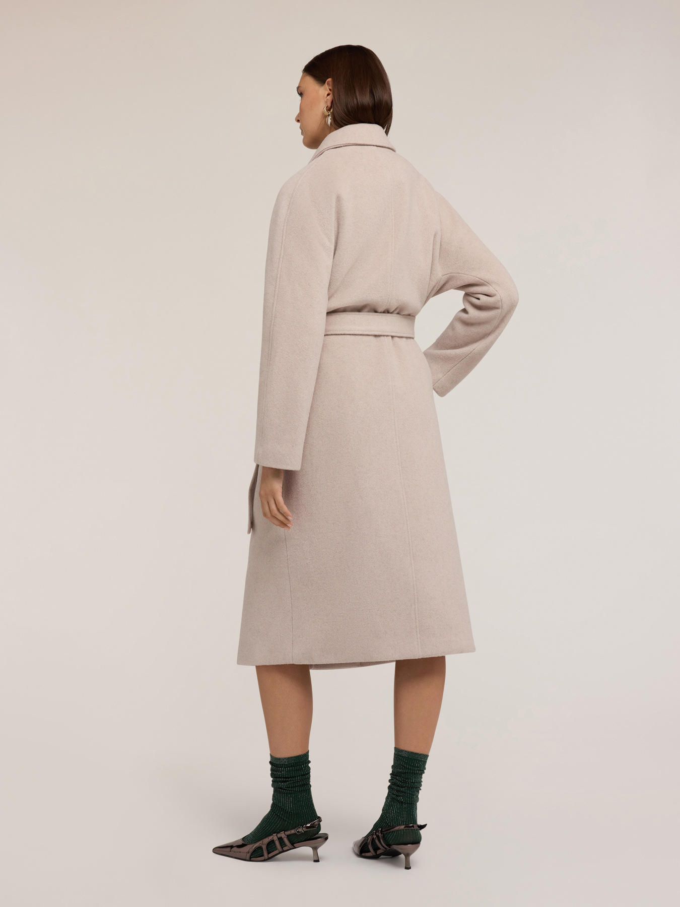 Manteau crois&eacute; en drap de laine m&eacute;lang&eacute;e image number 1