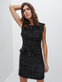 Chequered pattern tweed sheath dress image number 2