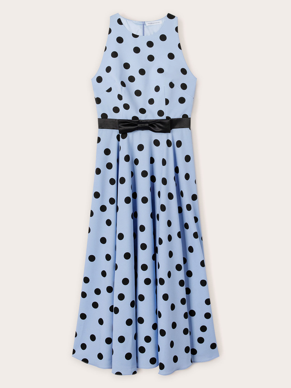 Midi-Kleid mit Punktemuster mit Schleife
