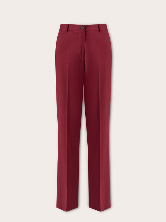 Pantalon regular en m&eacute;lange viscose